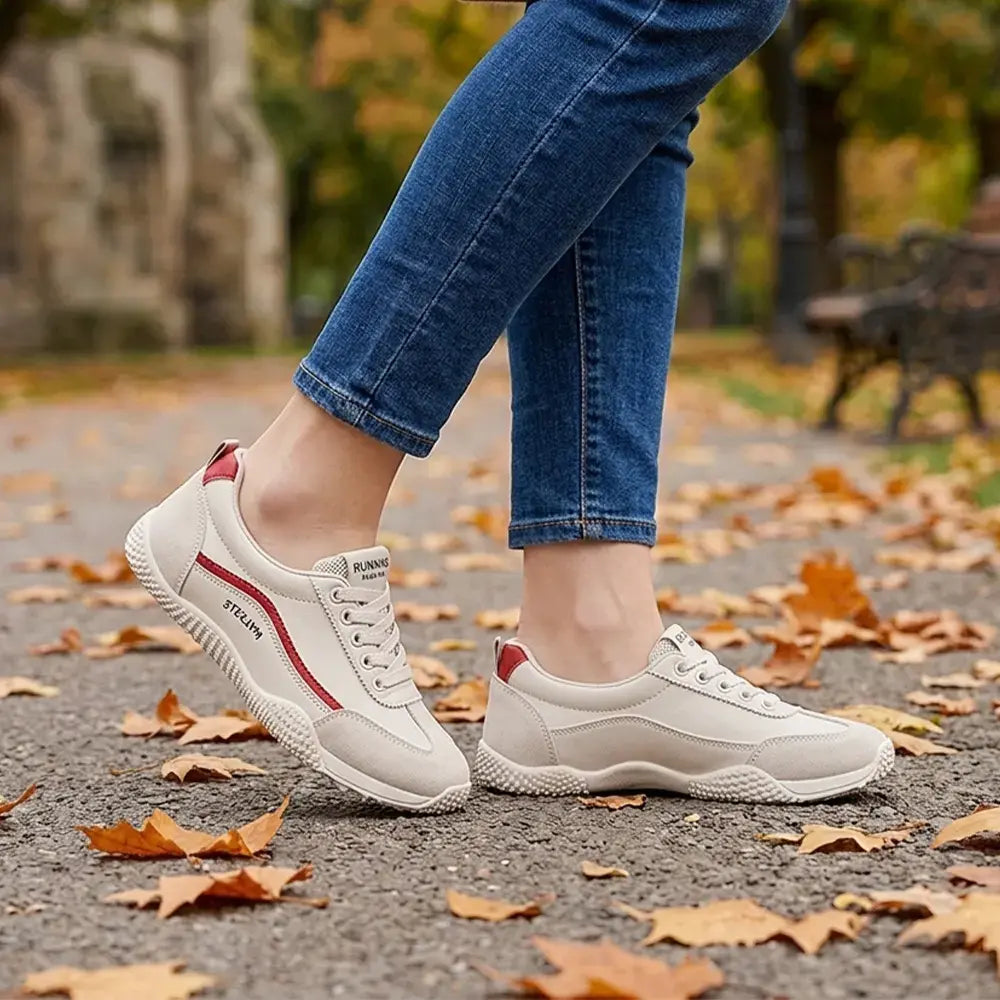 【35–40】👟Dámské sportovní boty v německém stylu s kulatou špičkou – lehké, prodyšné, ploché, boty na každodenní nošení – klasický bílý design