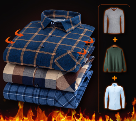 👔【L-5XL】Męska koszula biznesowa na jesień i zimę, ciepła, z długim rękawem