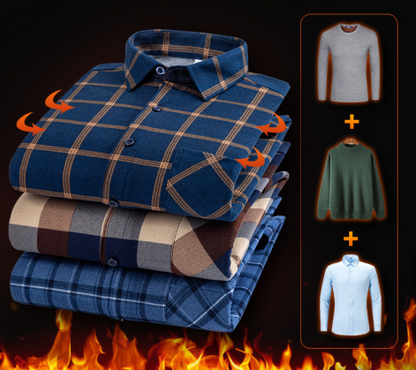 👔【L-5XL】Męska koszula biznesowa na jesień i zimę, ciepła, z długim rękawem