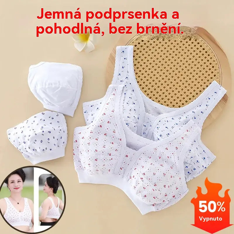 [XL-3XL] 4dílná sada spodního prádla, bavlněné tílko ve stylu malého tílka, pro ženy středního a staršího věku, plus size