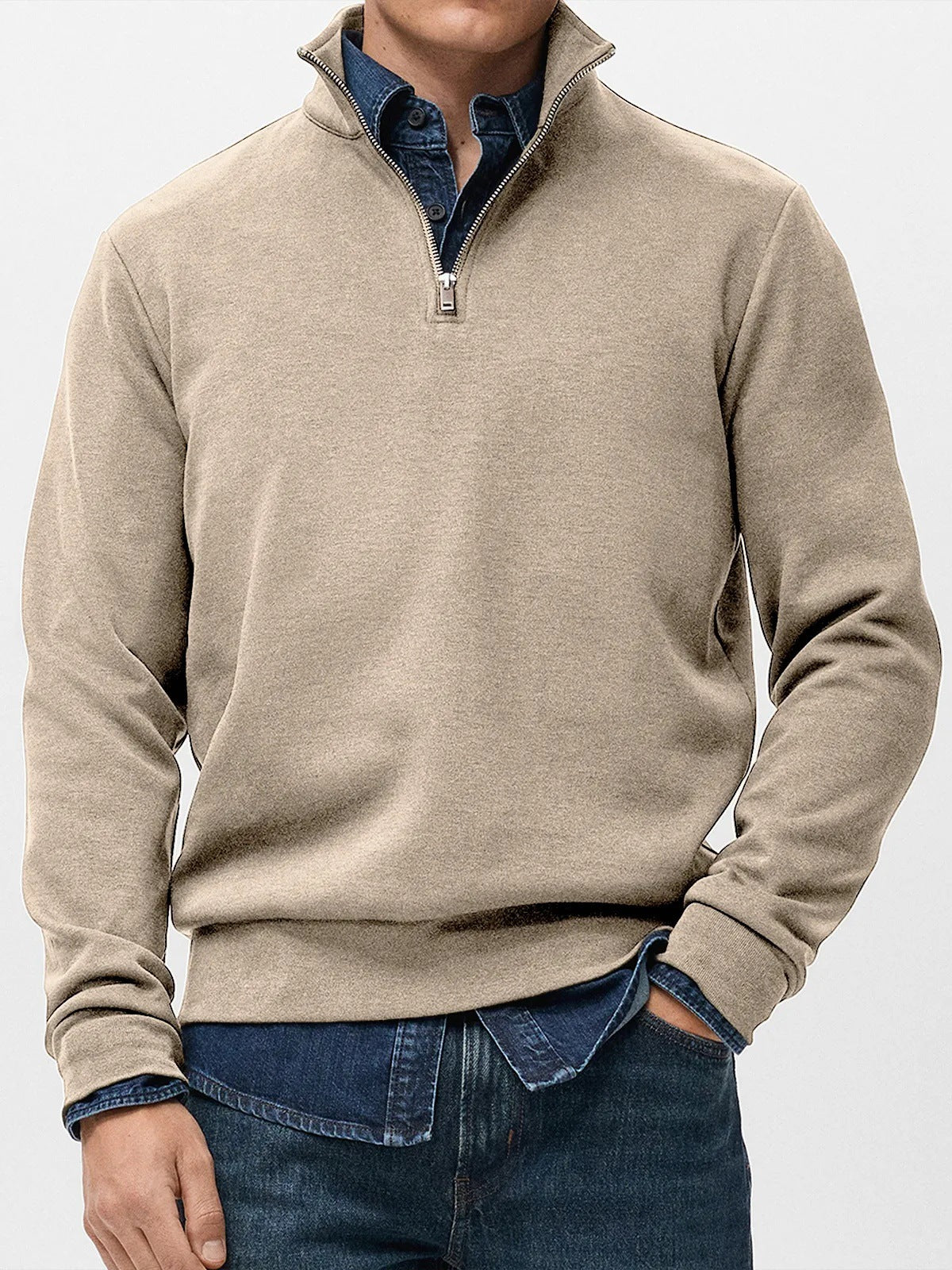 👔【S-5XL】Nová pánská mikina s dlouhým rukávem, polovičním zipem a stojáčkem. Všestranná mikina