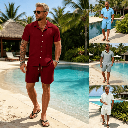 【S-5XL】Conjunto deportivo informal para hombre, tejido de secado rápido.