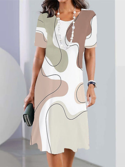 👗【XS-5XL】Sexy šaty 2025 s potiskem a kulatým výstřihem pro ženy