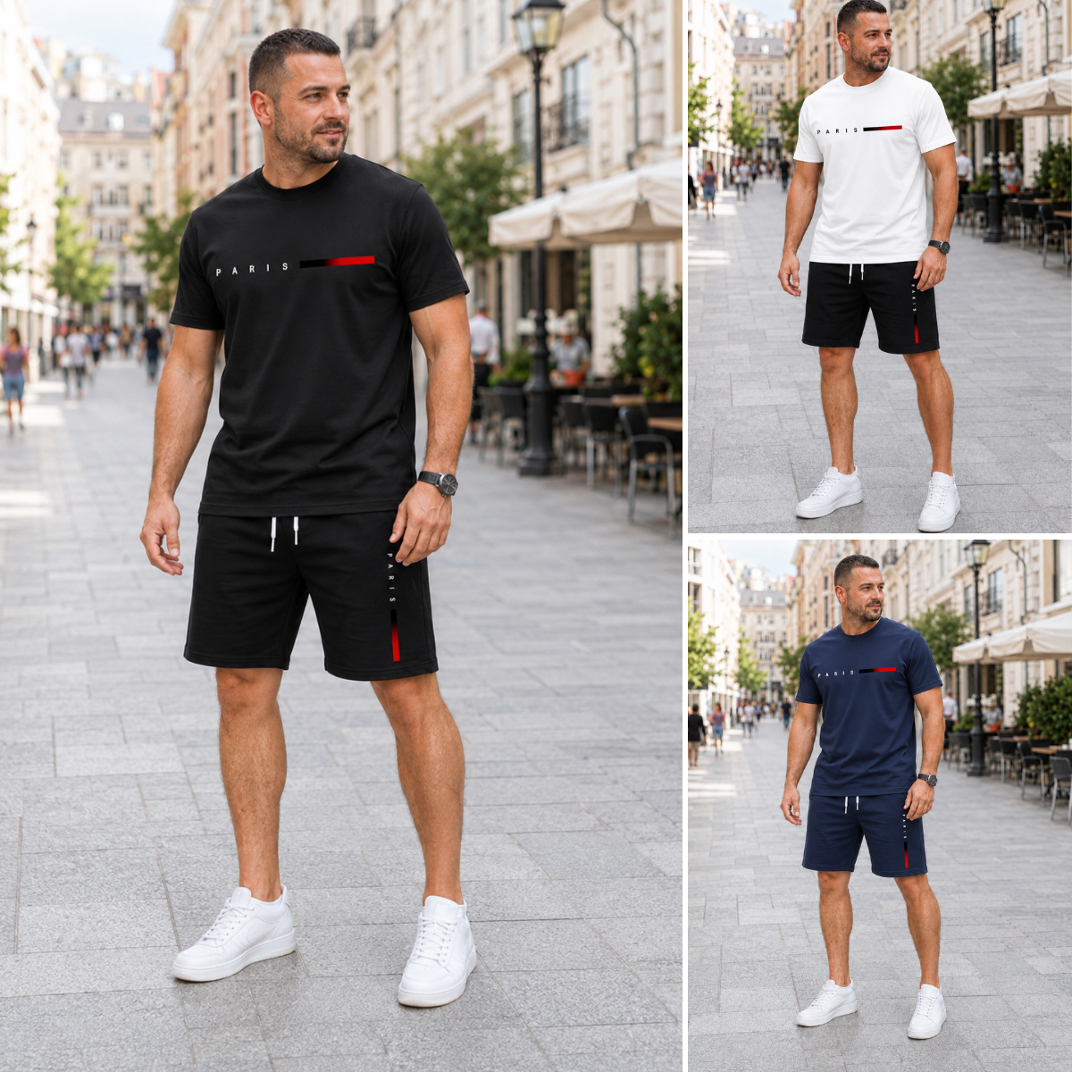 【Pago contra entrega】Conjunto deportivo de verano de 2 piezas para hombre: cómoda camiseta de manga corta y pantalones cortos para el día a día y el hogar.
