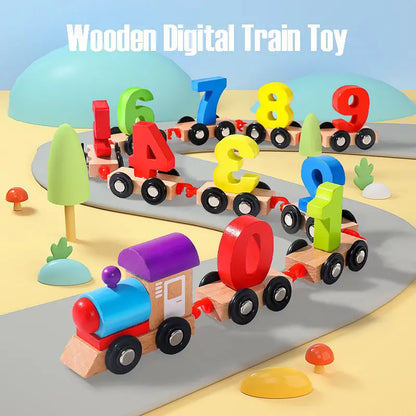 【50%OFF】👶Tren de juguete de madera digital hecho con bloques