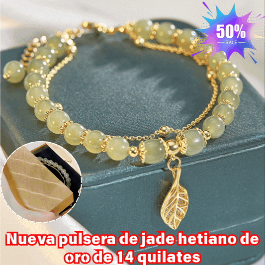 ✨【30%OFF】Nueva pulsera de jade hetiano de oro de 14 quilates