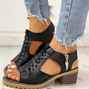 💟【35-41】Dámské klasické stabilní kožené sandály-4058559