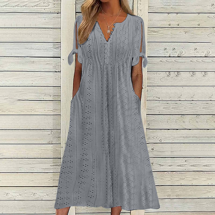 【🏆Nejprodávanější produkty】👗 Jednoduché a jemné jednobarevné šaty