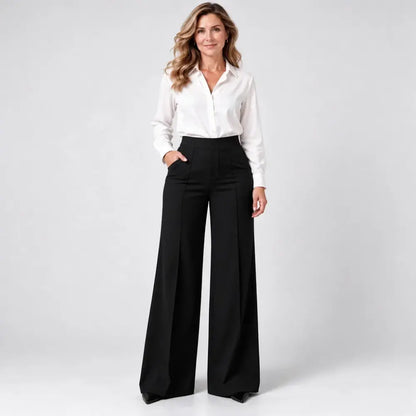 【L-5XL】Dámské široké kalhoty s vysokým pasem – na podzim a zimu, volné, zeštíhlující, hladké, univerzální