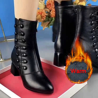 🔥【35-42】Dámské módní kozačky s boční přezkou
