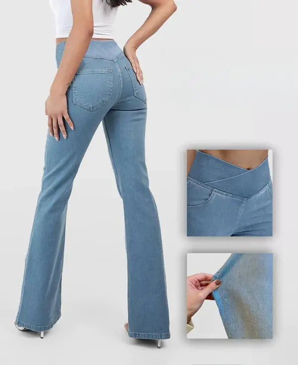 👖 50% de descuento🔥【40-110 kg】Nuevos jeans cruzados de cintura alta a la moda 2026 ✅Pago contra entrega