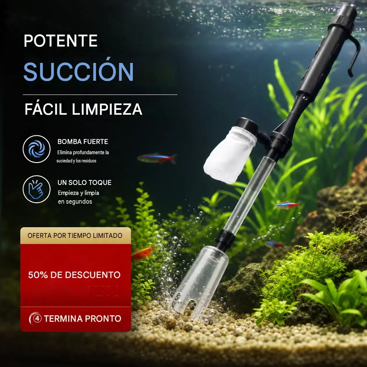 🐠 Limpiador eléctrico de sustrato para acuarios con manguera de longitud ajustable para una limpieza fácil - apto para todos los acuarios 🧹🐟