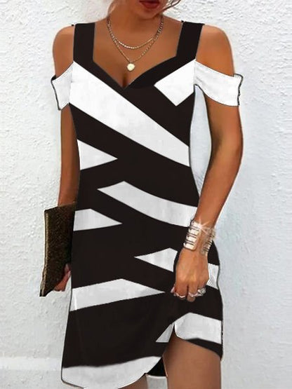 👗 🔥🔥👗【Koupit 1 a získat 1 zdarma】Letní nové módní šaty s potiskem a výstřihem do V pro rok-4025679