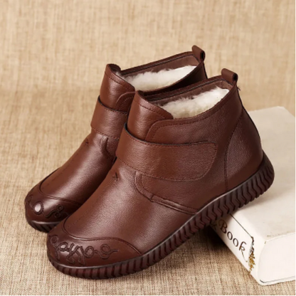 【35-40】 Új női alkalmi cipő, divatos bőrcsizma, kényelmes puha talp-4174578