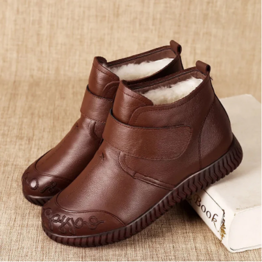 【35-40】 Új női alkalmi cipő, divatos bőrcsizma, kényelmes puha talp-4174578