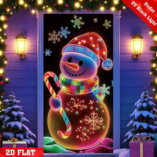 🎄🎁Fluorescencyjny baner świąteczny UV na drzwi/tło/dekorację na imprezę świąteczną/ozdobę świąteczną do powieszenia-4163574