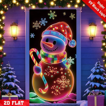 🎄🎁Fluorescencyjny baner świąteczny UV na drzwi/tło/dekorację na imprezę świąteczną/ozdobę świąteczną do powieszenia-4163574