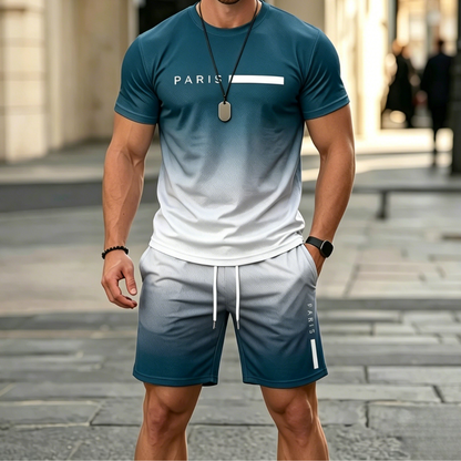 🔥✨【50% de descuento🔥】Chándal de verano de dos piezas para hombre: cómoda camiseta de manga corta y pantalones cortos.