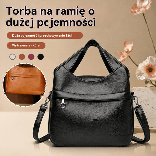 👜Retrowe damskie torebki na ramię o dużej pojemności, proste i uniwersalne, w jednolitym kolorze, luźne torby podróżne z wysokiej jakości miękkiej skóry. - 4199480