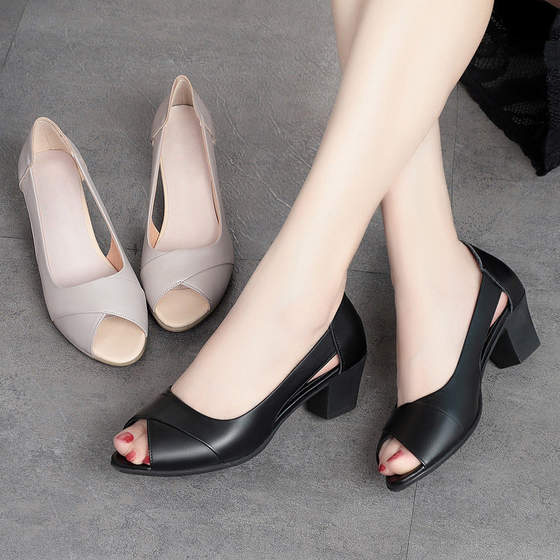 🔥Nuevas sandalias de mujer para el verano de 2026, de piel antideslizante, tacón grueso y suela suave, elegantes y a la moda.