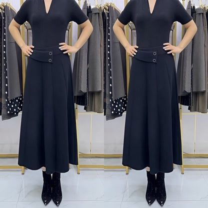 👗🎀【S-4XL】Jesensko/zimska vunena midi suknja - 4198944