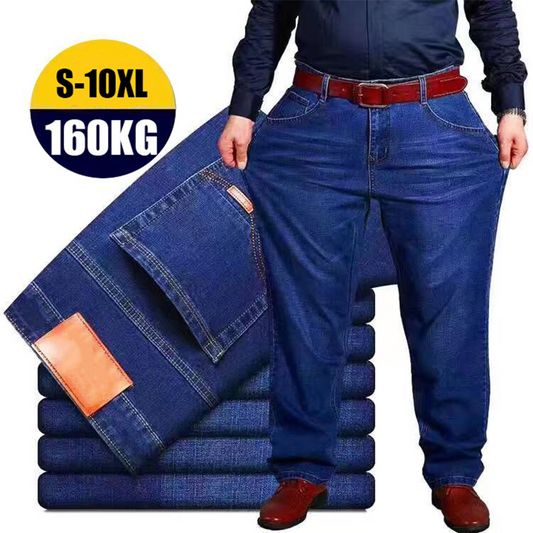 👖😎【50% DE DESCUENTO🔥】【45-160 kg】💕🔥 Vaqueros elásticos informales para hombre - Tallas grandes, sueltos y cómodos