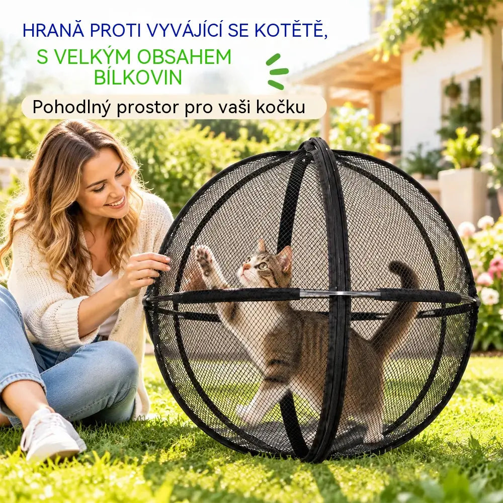 🐱 Skládací kulovitý stan pro kočky s prodyšnou síťovinou · 360° ochrana · Bezpečný prostor na hraní doma i venku!