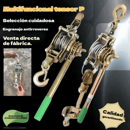🧰Cabrestante extractor de cable de acero de 2 toneladas con 2 ganchos