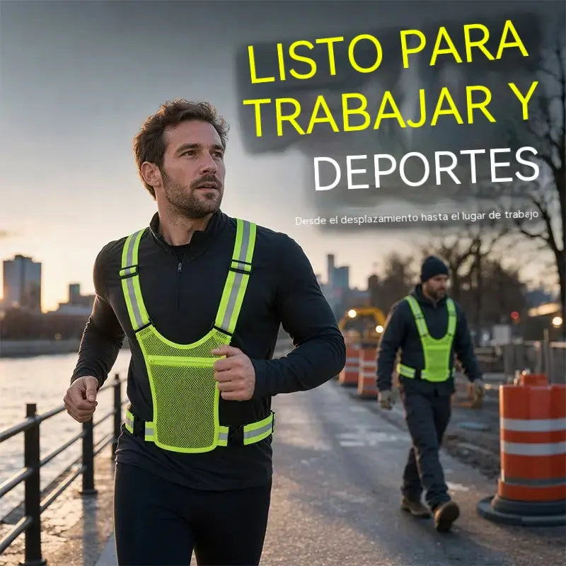 【🔥2 piezas】Chaleco reflectante de alta visibilidad, ajustable, con bolsillos, equipamiento seguro para correr.