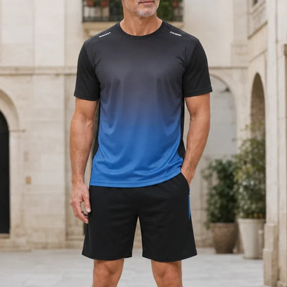 ✨M-5XL【Utánvétes fizetés】Férfi kétrészes nyári sport szett - rövid ujjú póló és rövidnadrág