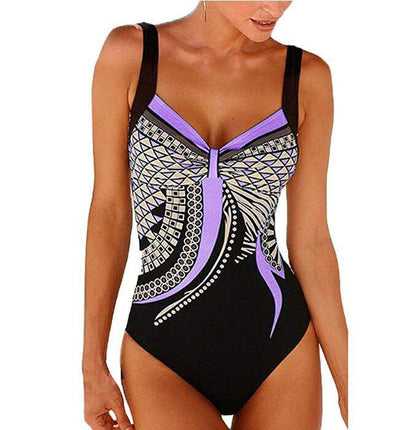 🩱Último día - 50% de descuento【S-3XL（45-85KG）】Nuevo traje de baño de una pieza con estampado retro 2026