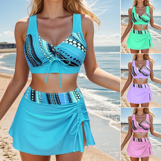 🩱👙【S-2XL】Pohodlné dvoudílné plavky s potiskem a mašlemi