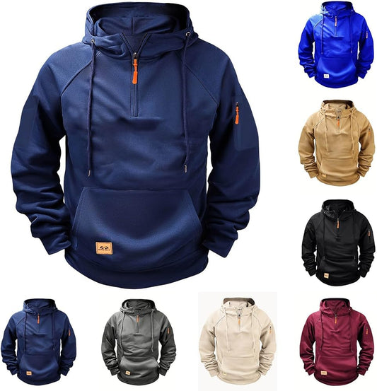 🔥✨ 【S-3XL】Nowa męska bluza z kapturem na jesień i zimę, luźnego kroju z polarową podszewką -4183450