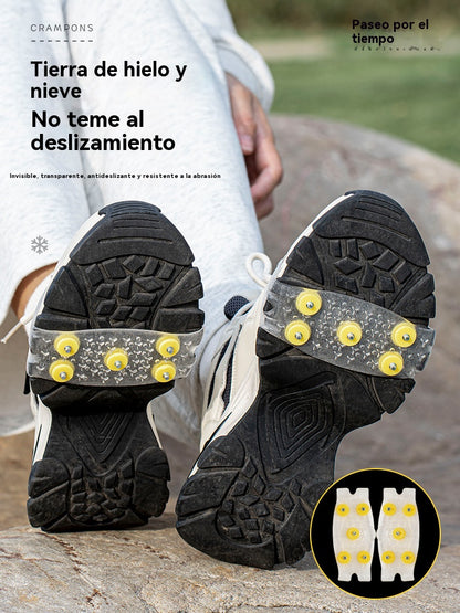 👴🚶🏔️Mangas de crampones antideslizantes invisibles de cinco dientes, crampones transparentes para exteriores,  imprescindibles para las personas mayores.