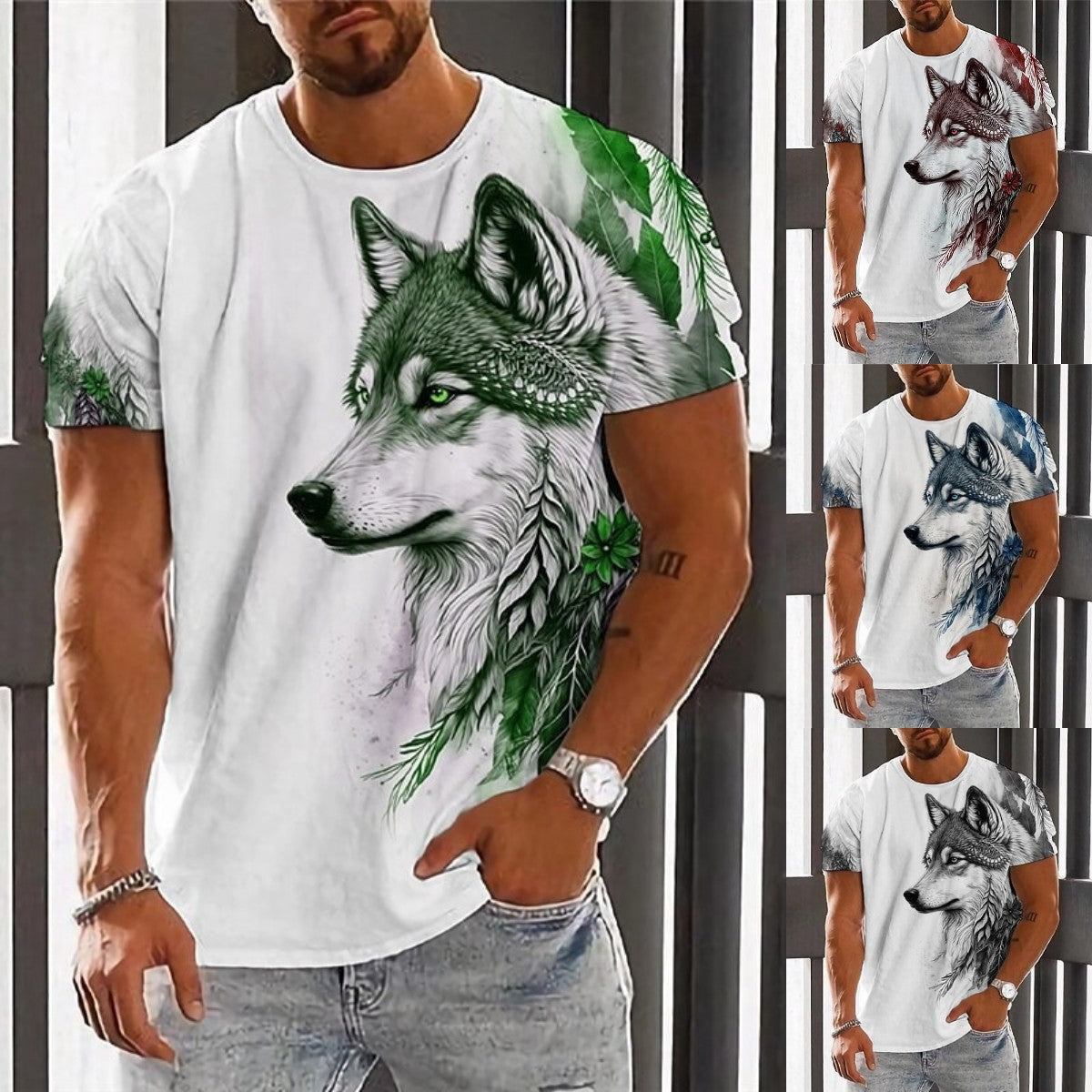 【2XS-6XL】🐺👕 Pánské tričko Wolf Print 729-5893