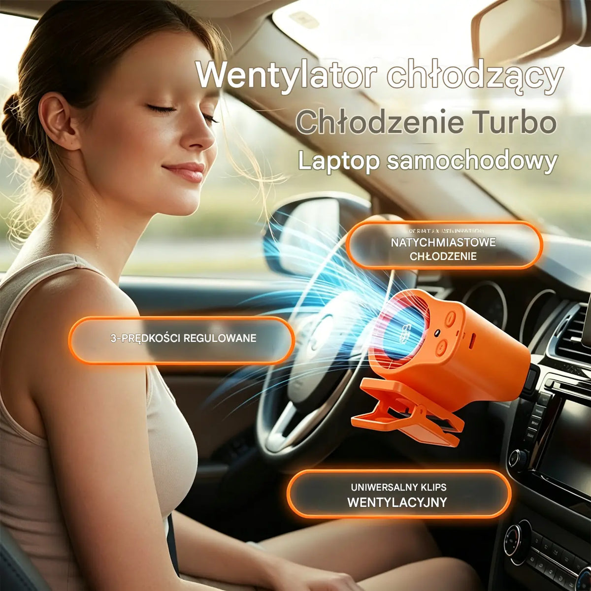 🌀 Wentylator bezobsługowy z wyświetlaczem LED, wbudowanym klipsem i 199 poziomami regulacji