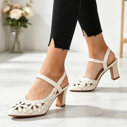 🥰🔥【35-41】Nuevos tacones de estilo elegante, con puntera afilada, diseño de color liso y tira trasera (slingback)