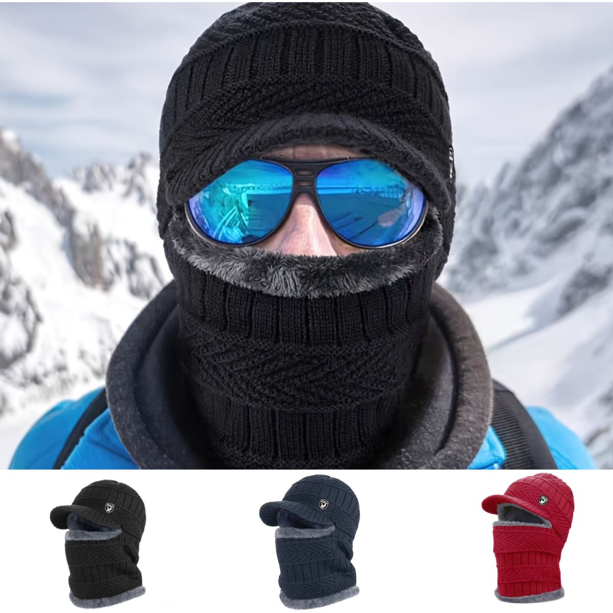 🔥 Egyrészes, vastag gyapjúsapka, szélálló, kültéri használatra-4164161