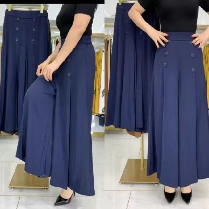 💖【M-5XL】Falda ancha de cintura alta drapeada de moda para mujer