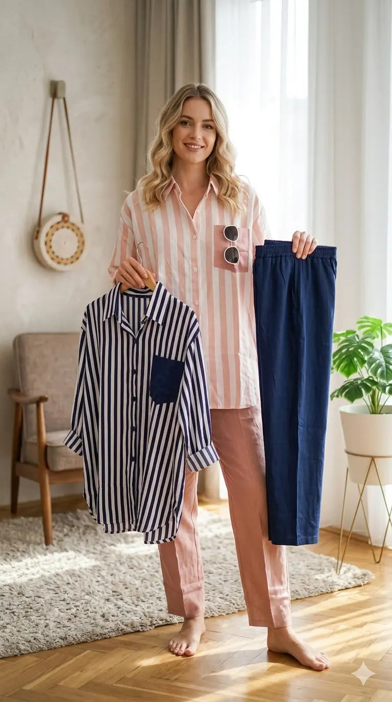 🌸[S-5XL]  Damski prążkowany casualowy komplet dwuczęściowy (wiosna–lato)