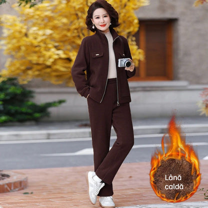 💥【M-4XL】Dámský fleecový teplý ležérní oblek (bunda + kalhoty)