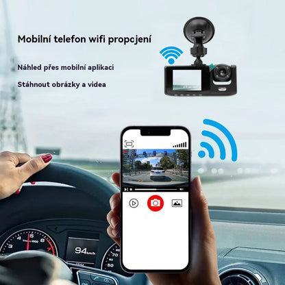 🚗🚗Nahrávejte v HD 1080p rozlišení zevnitř vozu pomocí couvací kamery.