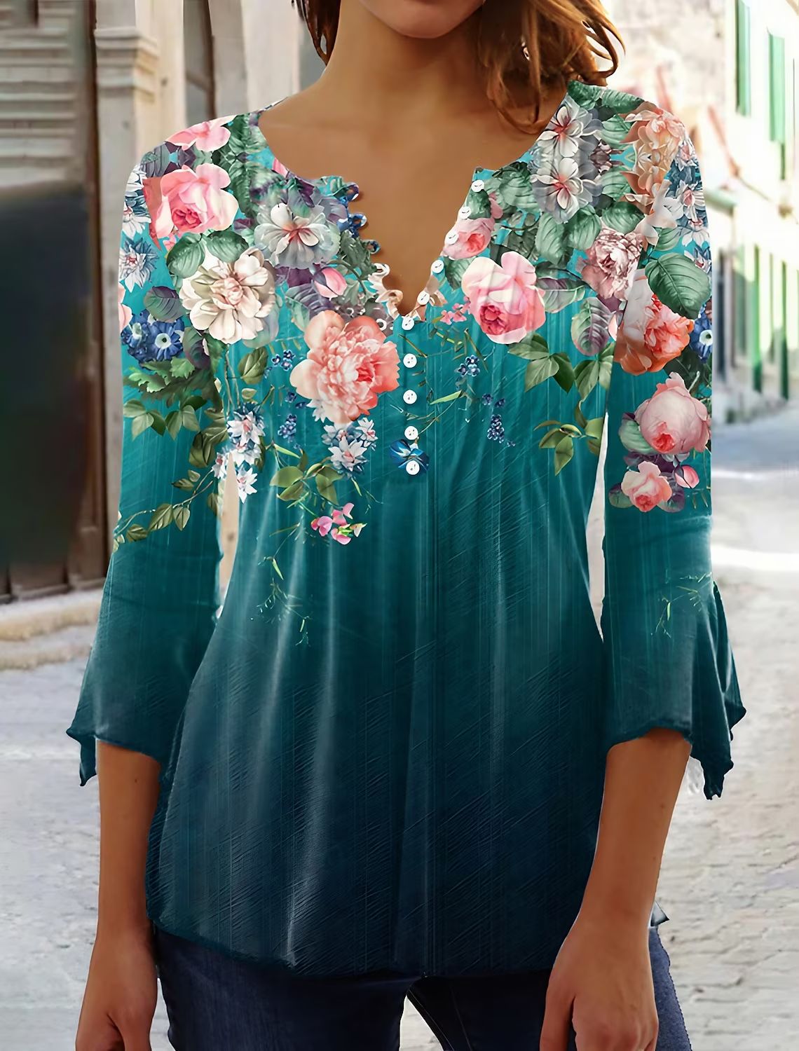 👕🥰  [S-5XL] Módní dámské tričko s výstřihem do V