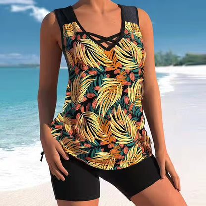 🔥【¡Último día - 50% de descuento!】【S-5XL】🩱 Traje de baño estampado de dos piezas de secado rápido y a la moda: cómodo y elegante, la elección perfecta para el verano 🌊🌴