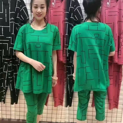 【30% DE DESCUENTO】【Top + Pantalón】🔥Compra 1 y llévate 1 gratis🔥Traje de manga corta para mujer, nuevo estilo 2026, informal, para mujeres de mediana edad y mayores