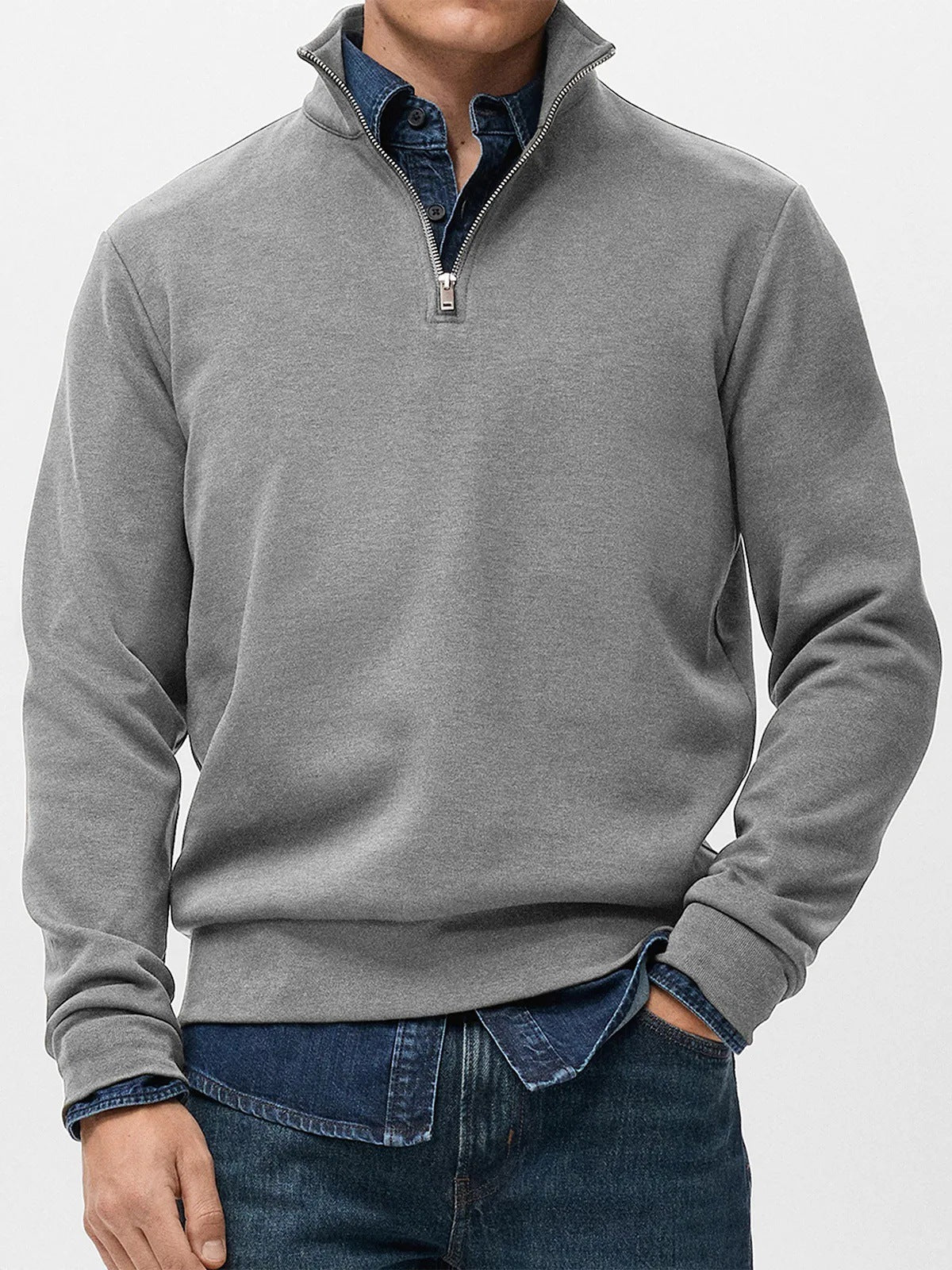 👔【S-5XL】Nová pánská mikina s dlouhým rukávem, polovičním zipem a stojáčkem. Všestranná mikina