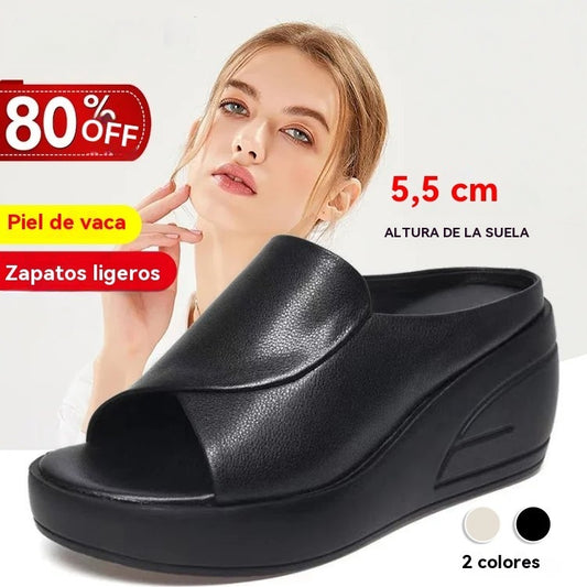 🔥【Tacón de 5,5 cm】Sandalias de cuña con suela blanda-Suaves, cómodos y no cansarán tus pies