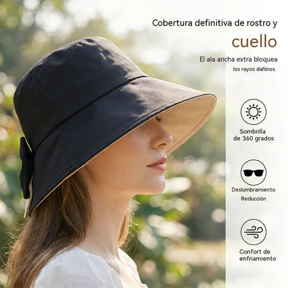 👒 ¡50% DE DESCUENTO POR TIEMPO LIMITADO! ✨ Sombrero de sol de ala ancha con lazo para mujer – Plegable, protección 360° 🎀