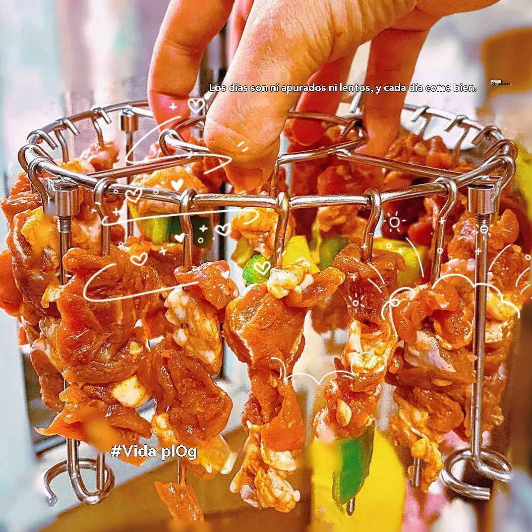 🍖🍗Gril z nerezové oceli 304 s 24 špízy do horkovzdušné fritézy