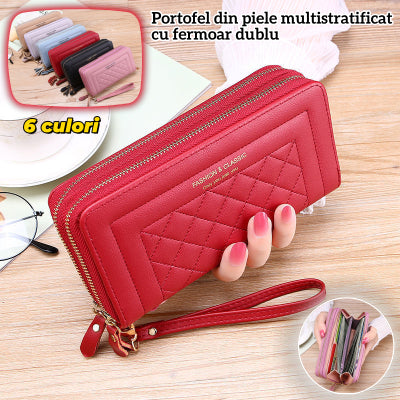 Nejnovější módní dámská vícevrstvá peněženka s dvojitým zipem